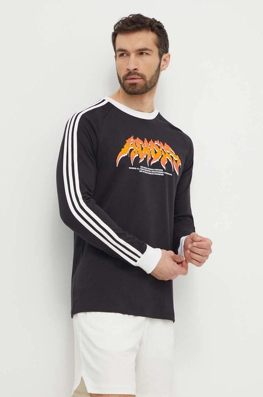 чорний Бавовняний лонгслів adidas Originals Flames