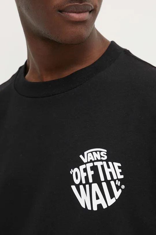 čierna Bavlnené tričko s dlhým rukávom Vans