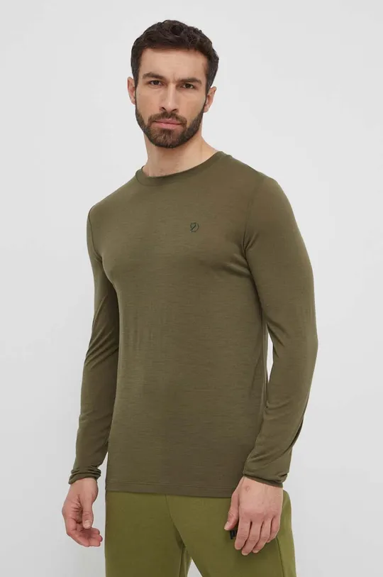zelená Vlnené tričko s dlhým rukávom Fjallraven Abisko Wool
