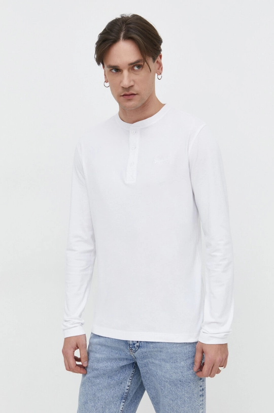 biały Superdry longsleeve bawełniany