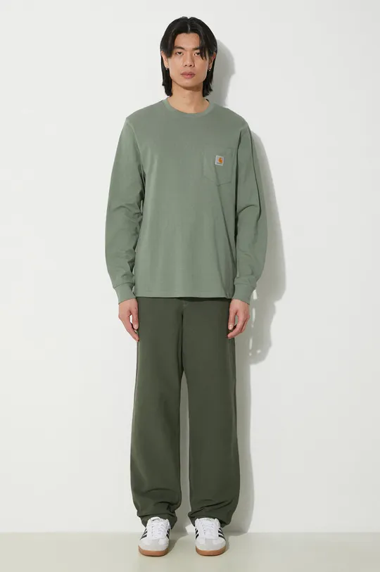 Памучна блуза с дълги ръкави Carhartt WIP зелен