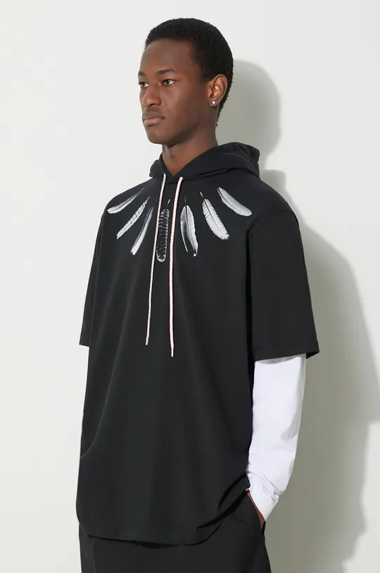 black Marcelo Burlon cotton sweatshirt Collar Feathers Dbl Sleeves