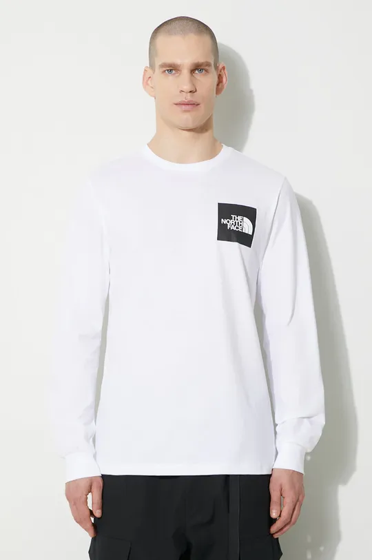 white The North Face cotton longsleeve top M L/S Fine Tee Men’s