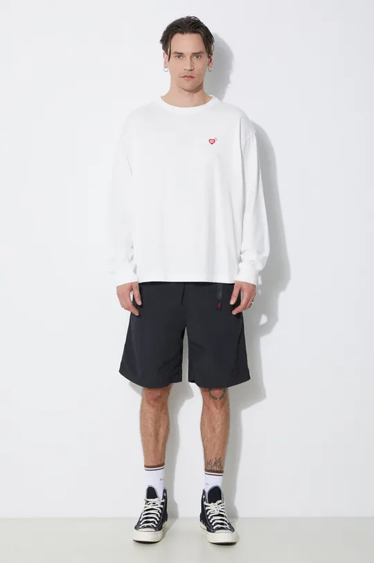 Bavlnené tričko s dlhým rukávom Human Made Graphic Longsleeve biela