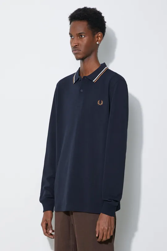blu navy Fred Perry top a maniche lunghe in cotone Ls Twin Tipped Shirt