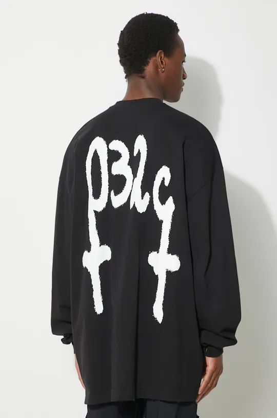 černá Bavlněné tričko s dlouhým rukávem 032C 'Mayhem' Oversized Longsleeve Pánský