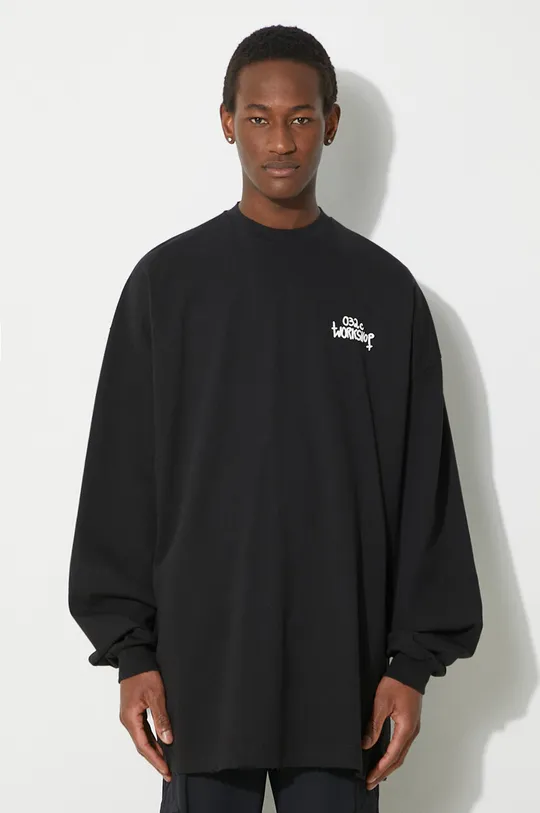 Βαμβακερή μπλούζα με μακριά μανίκια 032C 'Mayhem' Oversized Longsleeve μαύρο