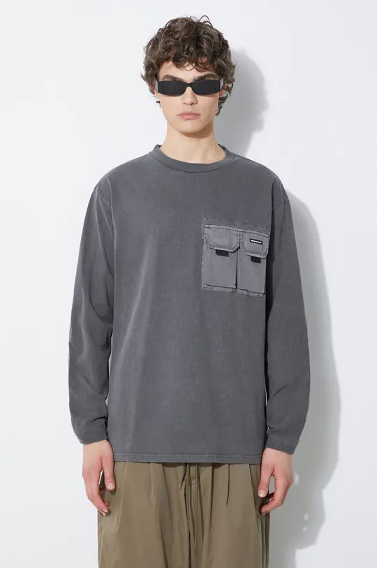 grigio Manastash top a maniche lunghe in cotone Armor L/S Tee Uomo