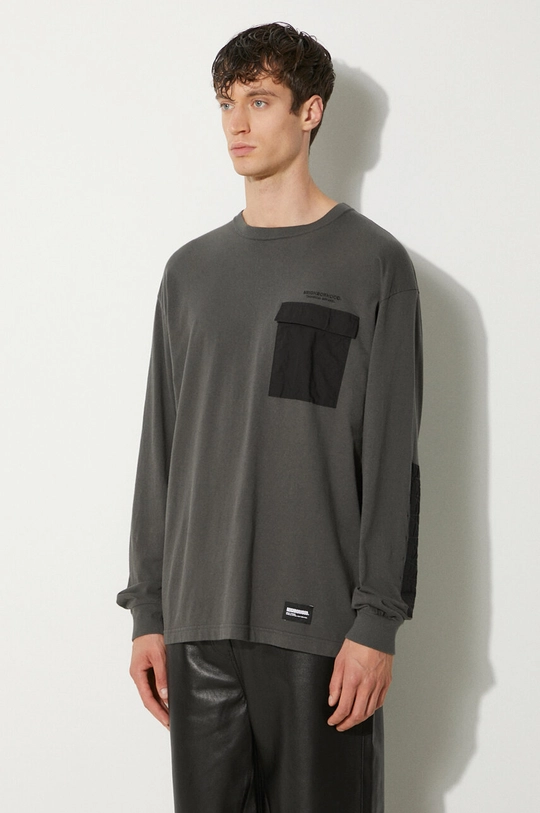 Хлопковый лонгслив NEIGHBORHOOD Design Crewneck зелёный 241UWNH.CSM04