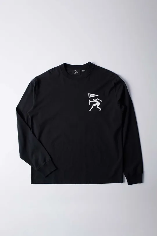 Βαμβακερή μπλούζα με μακριά μανίκια by Parra Neurotic Flag Long Sleeve μαύρο