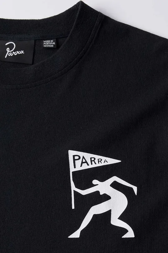 černá Bavlněné tričko s dlouhým rukávem by Parra Neurotic Flag Long Sleeve