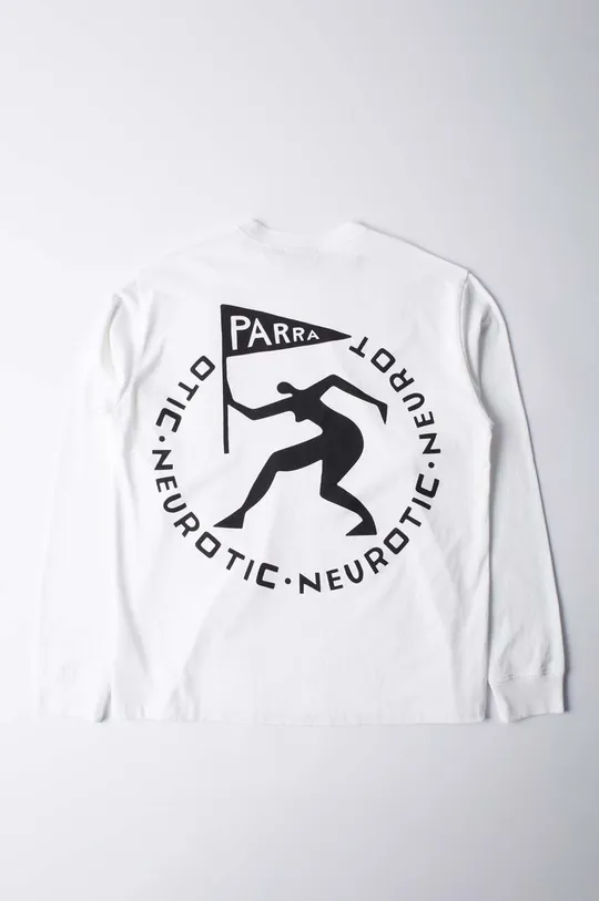 bílá Bavlněné tričko s dlouhým rukávem by Parra Neurotic Flag Long Sleeve Unisex