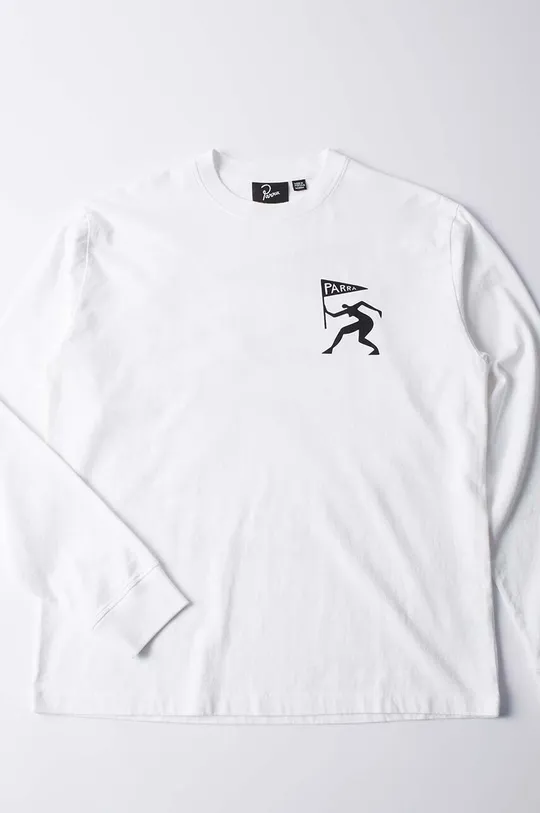 Bavlněné tričko s dlouhým rukávem by Parra Neurotic Flag Long Sleeve bílá