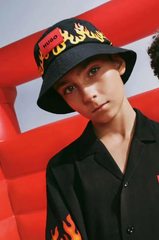чёрный Детская хлопковая шляпа HUGO Для мальчиков