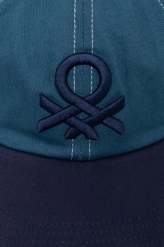 Otroška bombažna bejzbolska kapa United Colors of Benetton mornarsko modra