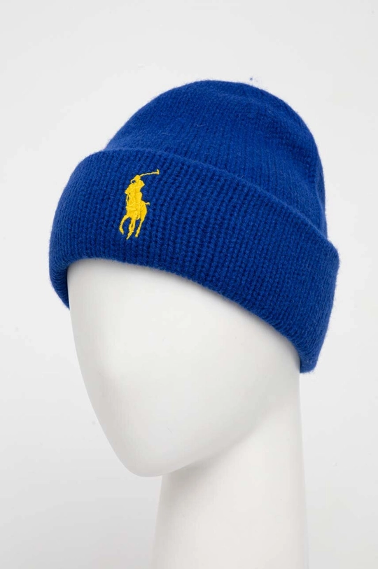 Vlnená čiapka Polo Ralph Lauren modrá