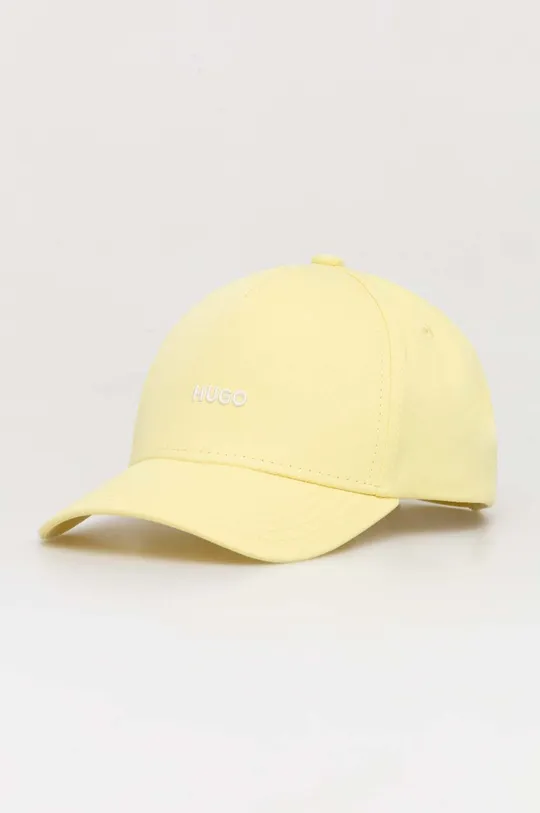 żółty HUGO czapka z daszkiem bawełniana Damski