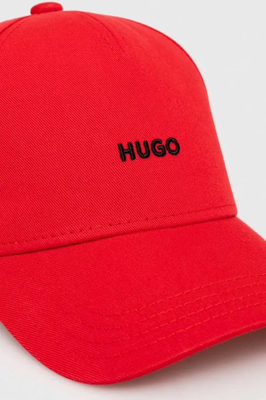HUGO czapka z daszkiem bawełniana czerwony