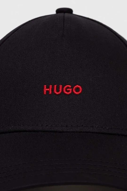 HUGO czapka z daszkiem bawełniana czarny