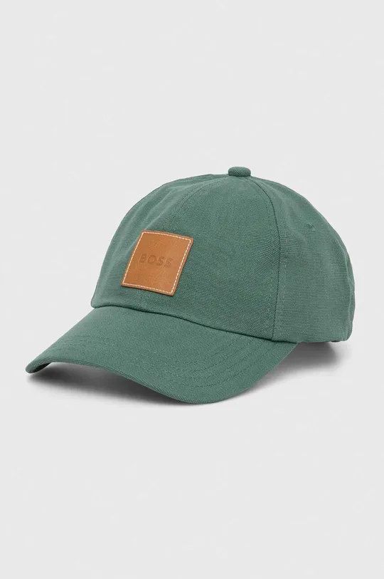 zielony BOSS czapka z daszkiem bawełniana Damski