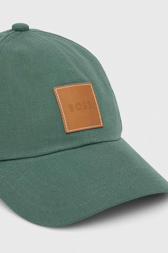 BOSS czapka z daszkiem bawełniana zielony