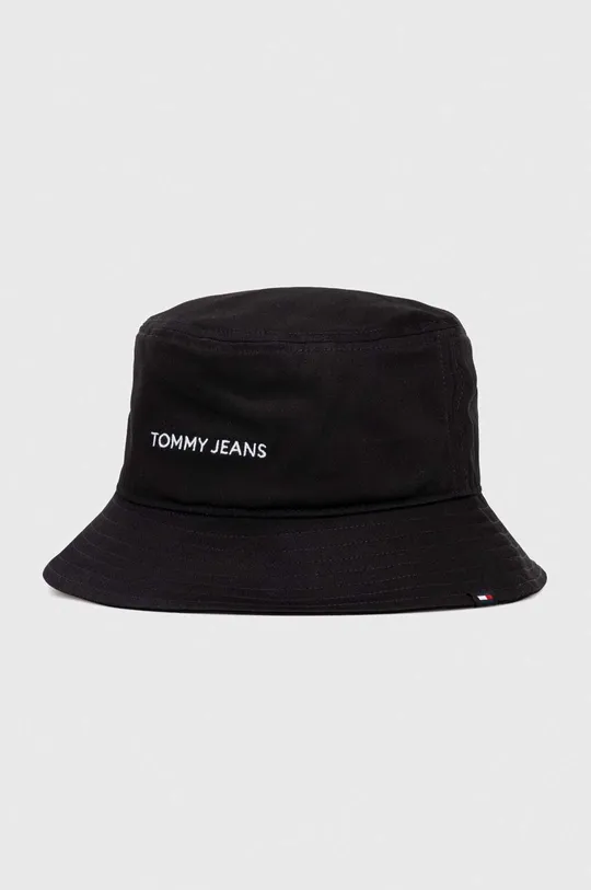czarny Tommy Jeans kapelusz bawełniany Damski