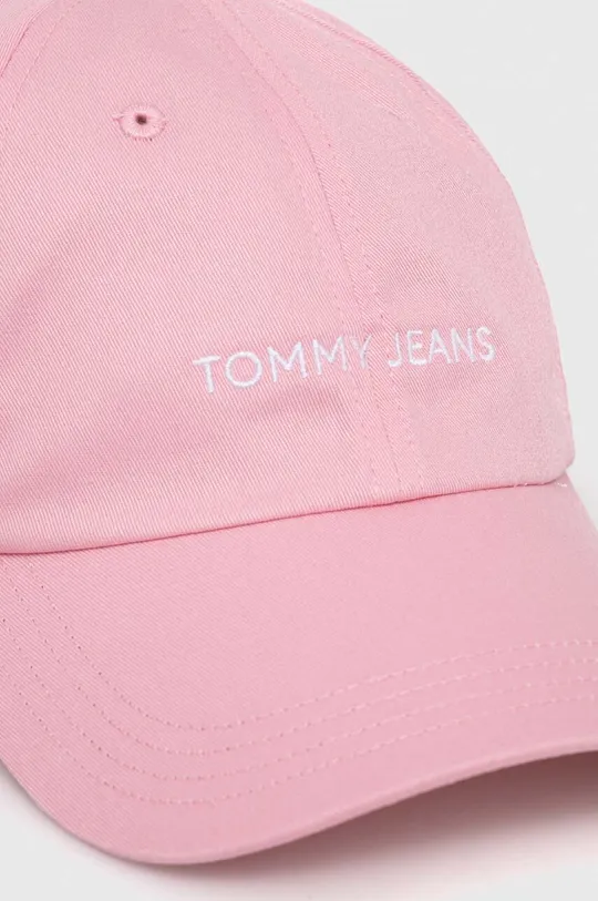 Bombažna bejzbolska kapa Tommy Jeans roza