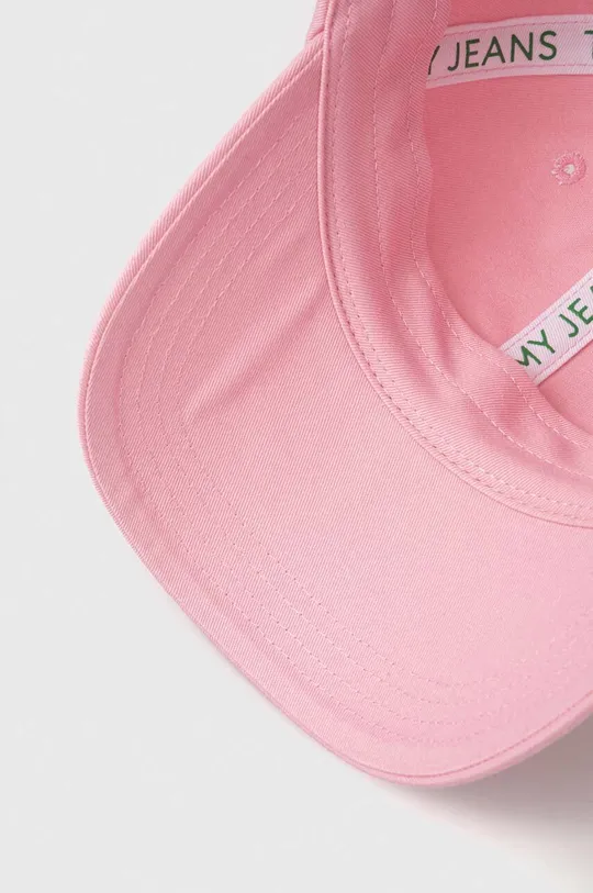 ροζ Βαμβακερό καπέλο του μπέιζμπολ Tommy Jeans