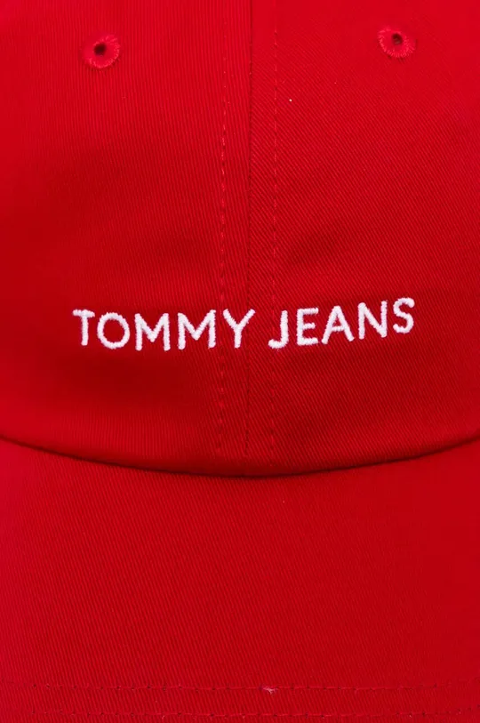 Βαμβακερό καπέλο του μπέιζμπολ Tommy Jeans κόκκινο