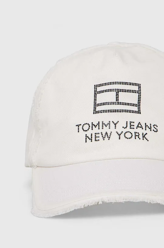 Βαμβακερό καπέλο του μπέιζμπολ Tommy Jeans λευκό