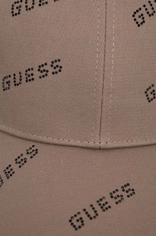 Βαμβακερό καπέλο του μπέιζμπολ Guess καφέ