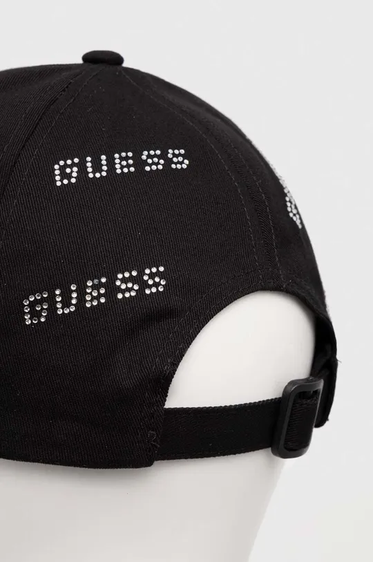 Βαμβακερό καπέλο του μπέιζμπολ Guess μαύρο