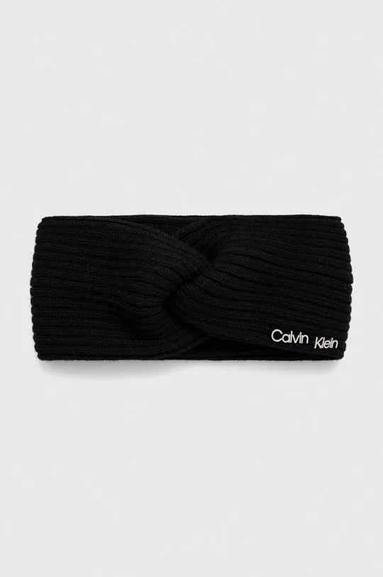 czarny Calvin Klein opaska z domieszką wełny Damski