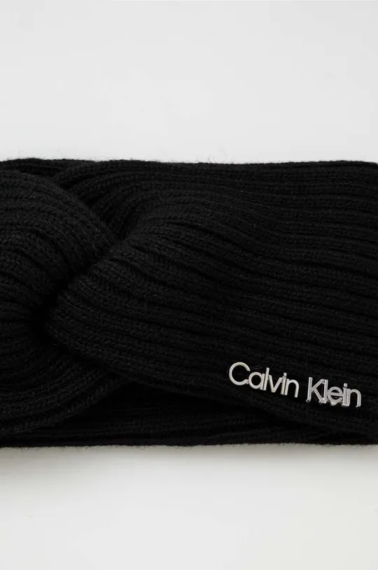 Traka s primjesom vune Calvin Klein crna