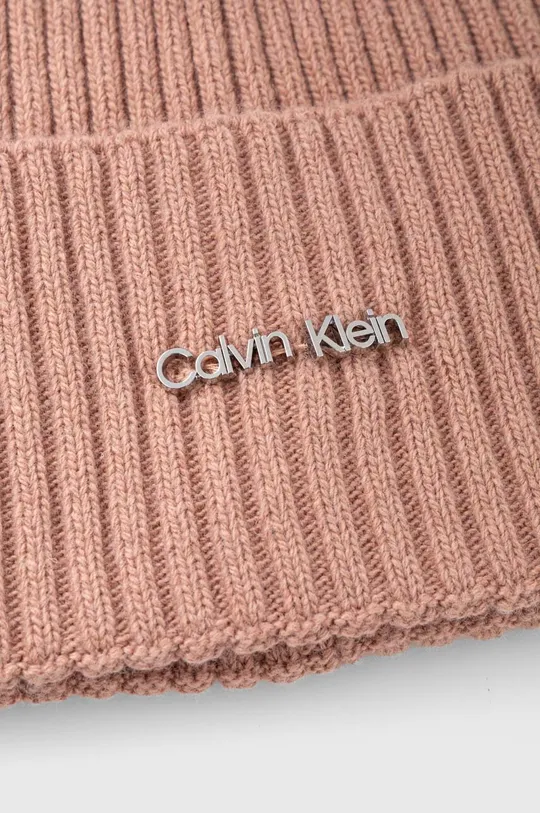 Шапка з домішкою вовни Calvin Klein рожевий