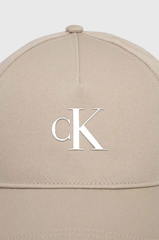 Βαμβακερό καπέλο του μπέιζμπολ Calvin Klein Jeans μπεζ