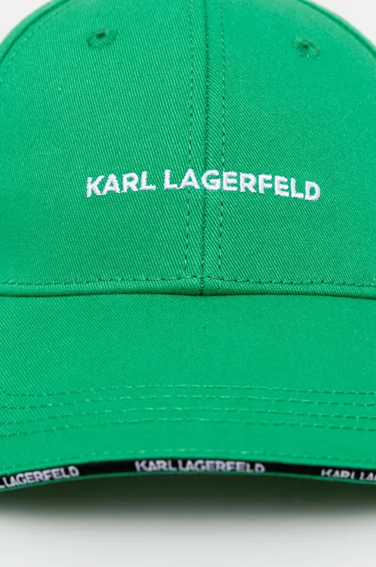 Βαμβακερό καπέλο του μπέιζμπολ Karl Lagerfeld πράσινο