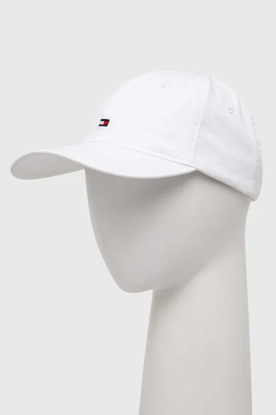 biały Tommy Hilfiger czapka z daszkiem bawełniana Damski