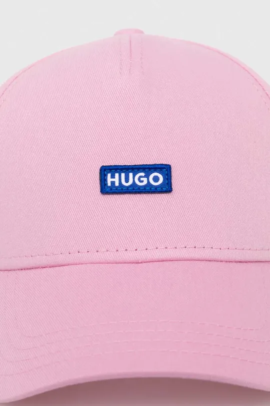 Hugo Blue czapka z daszkiem bawełniana różowy