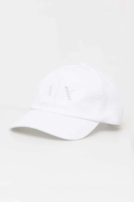 biały Armani Exchange czapka z daszkiem bawełniana Damski