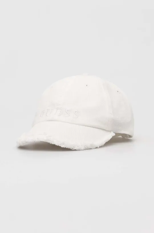 λευκό Βαμβακερό καπέλο του μπέιζμπολ Guess Γυναικεία