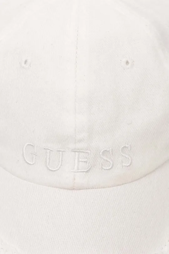 Βαμβακερό καπέλο του μπέιζμπολ Guess λευκό
