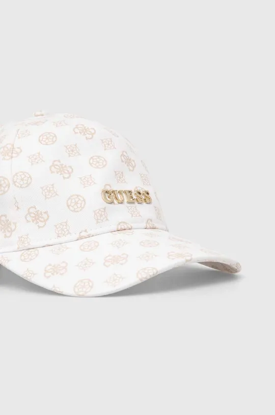 Βαμβακερό καπέλο του μπέιζμπολ Guess λευκό
