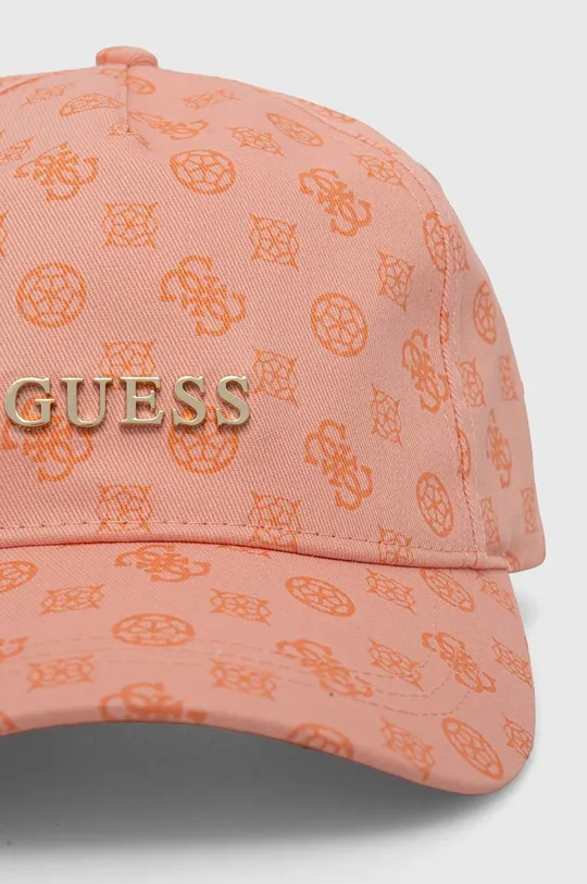 Βαμβακερό καπέλο του μπέιζμπολ Guess ροζ
