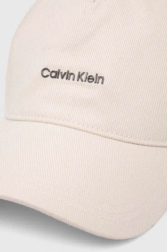 Βαμβακερό καπέλο του μπέιζμπολ Calvin Klein μπεζ