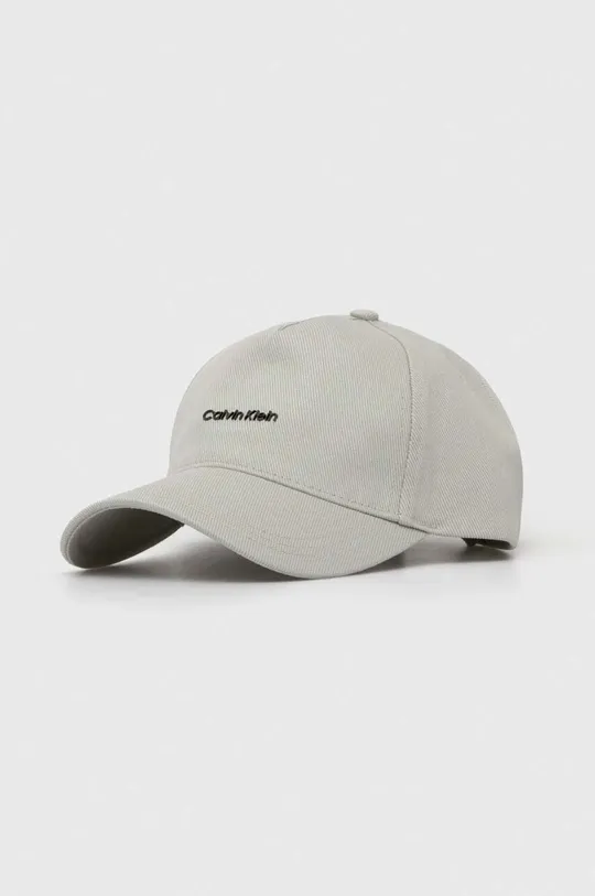 szary Calvin Klein czapka z daszkiem bawełniana Damski