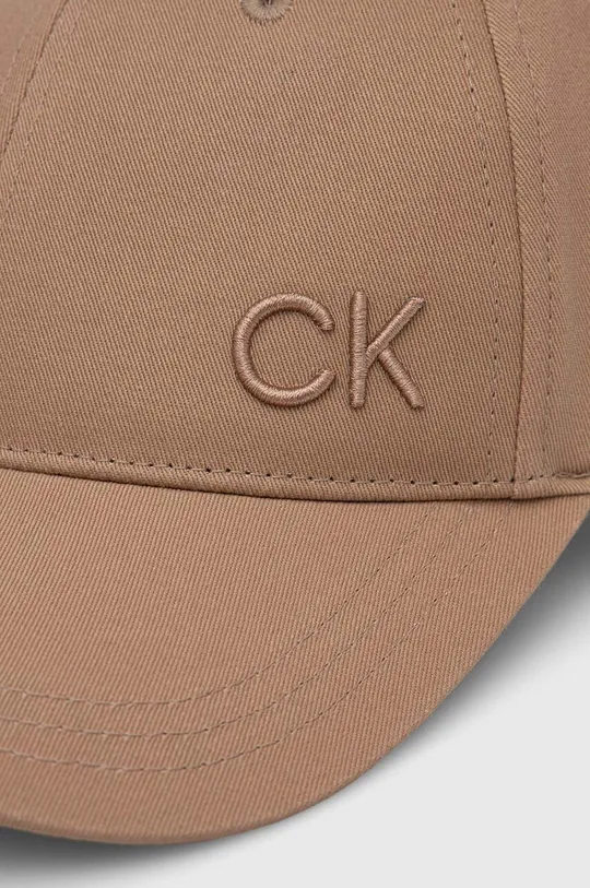 Хлопковая кепка Calvin Klein коричневый