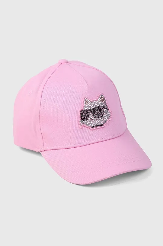 розовый Детская хлопковая кепка Karl Lagerfeld Для девочек