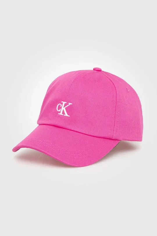 рожевий Дитяча бавовняна кепка Calvin Klein Jeans Для дівчаток