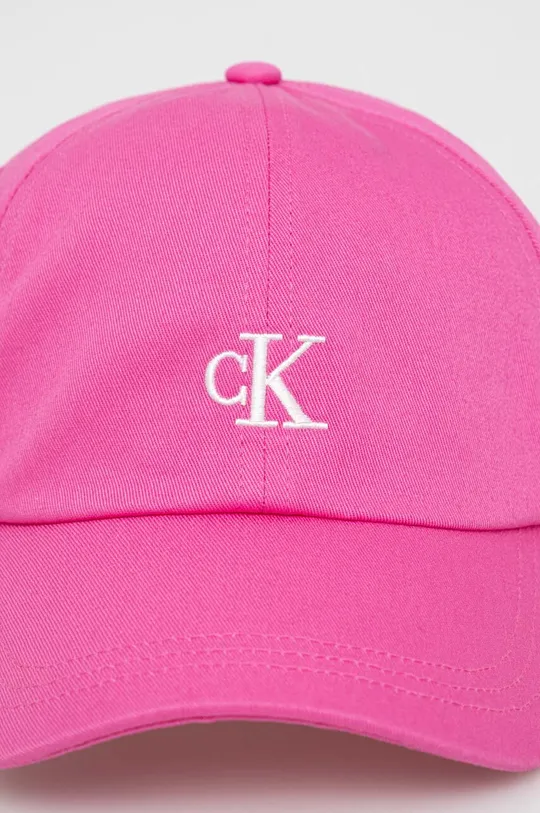 Otroška bombažna bejzbolska kapa Calvin Klein Jeans roza